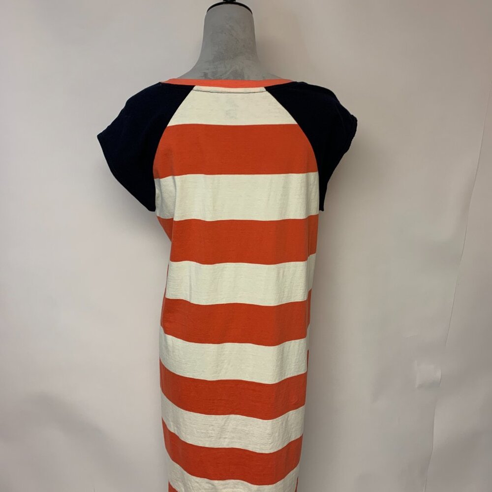 Tommy Hilifger Dress  Orange Stiped Nautical Beach Causal Shift Womens SZ L - Picture 5 of 9